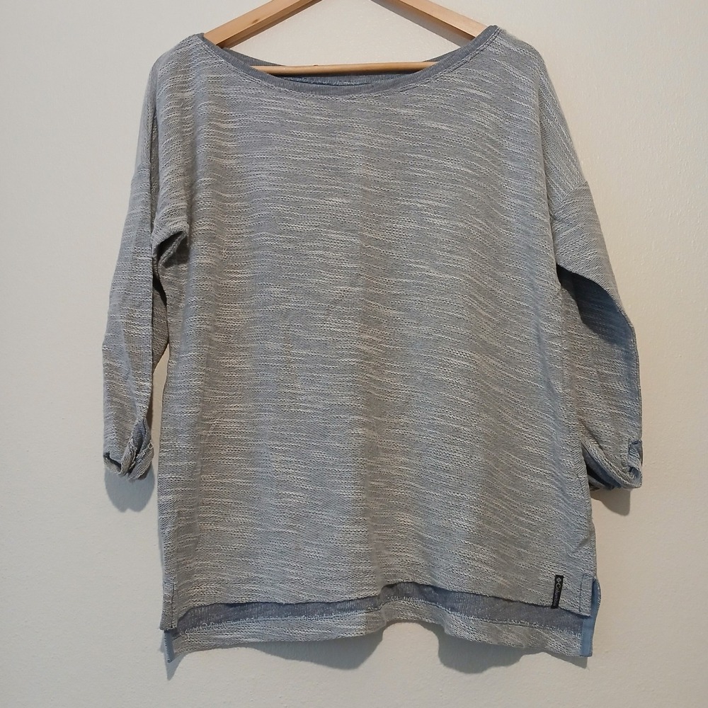 Columbia Womens Blue Space Dye Knit Boat Neck Top 3/4 Sleeve AL6661 Size XL